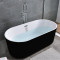 浴缸独立式浴缸独立式家用欧式薄边卫生间加厚彩色浴桶普通一体左裙 内白外红五件套浴缸 1.3m