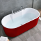 浴缸独立式浴缸独立式家用欧式薄边卫生间加厚彩色浴桶普通一体左裙 内白外红五件套浴缸 1.7M