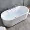 独立式浴缸薄边家用独立式浴缸欧式小户型坐凳浴桶白色一体加深独立式配置全白空浴缸加落地龙头 内白外红五件套浴缸 1.3m
