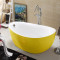 浴缸粉侣保温小户型黑色家用独立式黄色卵型创意个性浴缸蛋型小户型恒温 无缝一体缸 1.5M