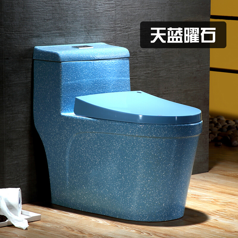 马桶虹吸式彩色座便器卫浴复古马桶欧式家用管道白色套餐口径抽水升级体式坐厕_1 宝蓝曜石 400mm