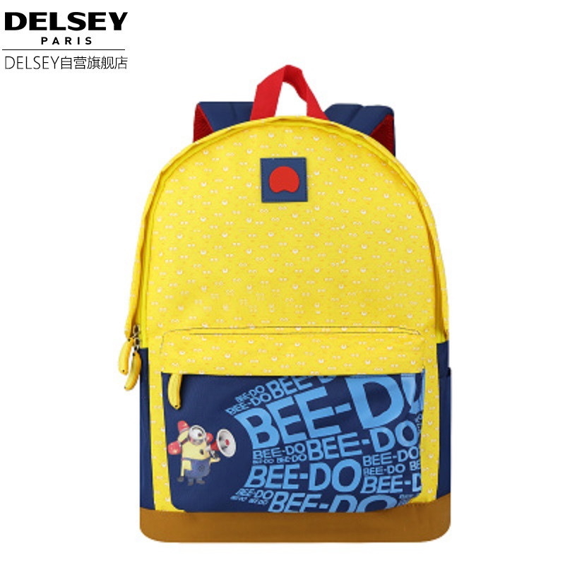 法国大使牌（Delsey）小黄人Minions 学院风 双肩背书包电脑包大眼萌14寸 蓝色