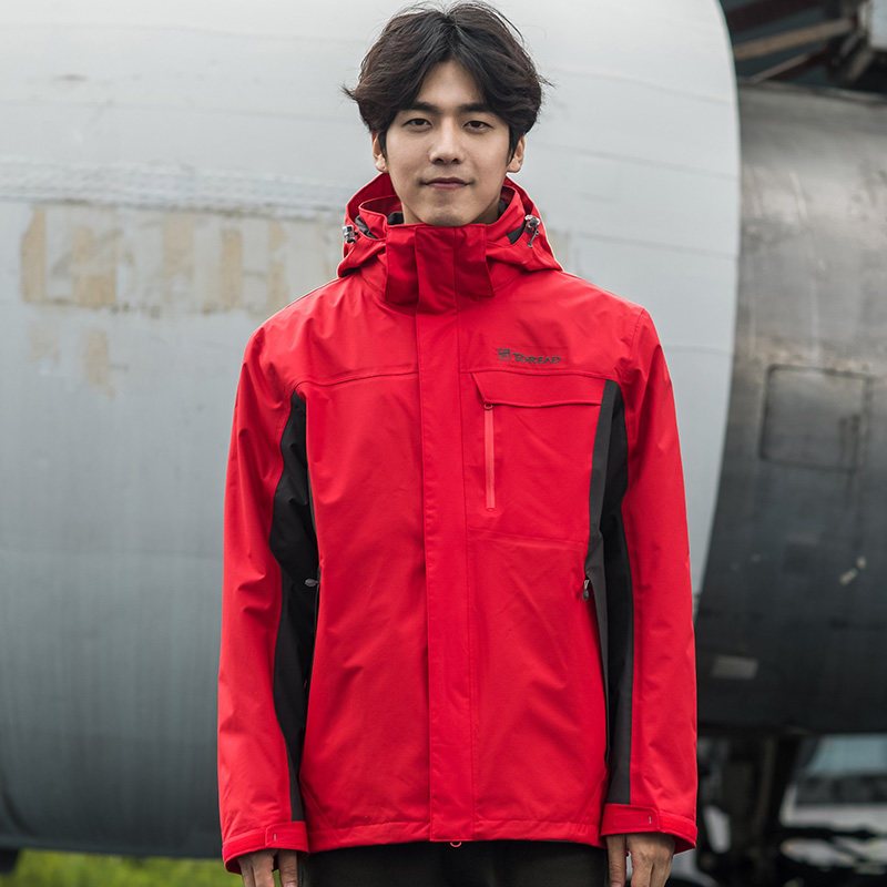 探路者（TOREAD）户外运动男女防风雨三合一套绒冲锋衣两件套TAWE91603/TAWE92604 3XL TAWE91603-A02X/中国红（男）