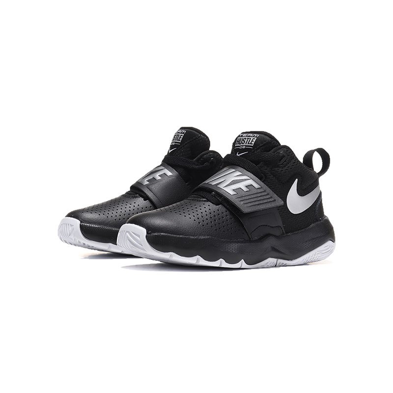 NIKE耐克男童幼童篮球鞋透气耐磨魔术贴运动鞋881942 881942-001黑+金属银+白 32/适合脚长195mm