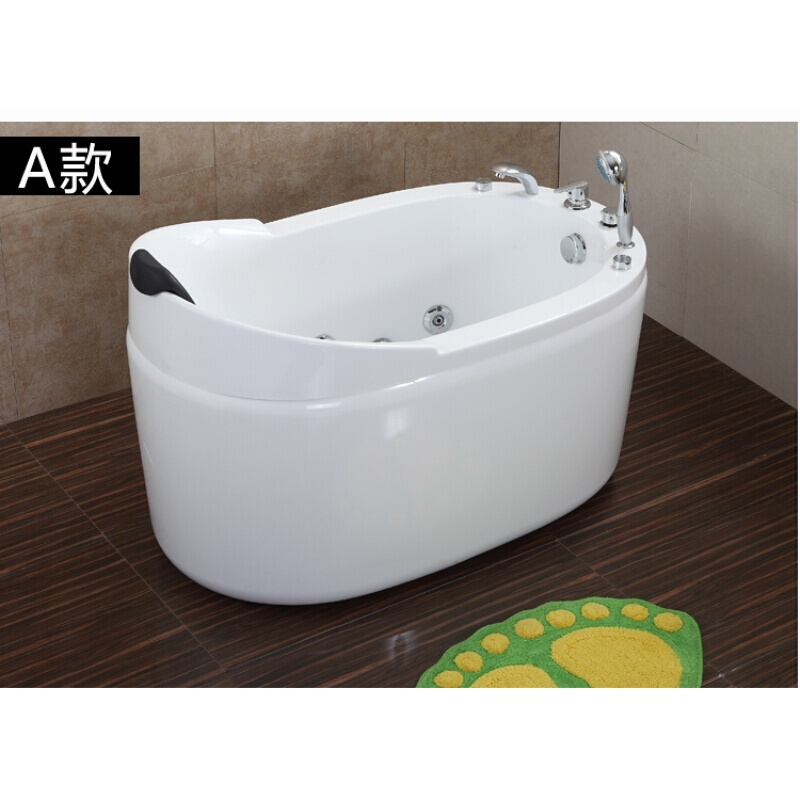 小户型深泡坐式浴缸独立式家用冲浪按摩迷你卫生间浴盆Y_1 A款式(带座)五件套 ≈1.5M