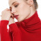 秋冬新款堆堆领套头毛衣女羊毛衫修身显瘦纯色紧身针织打底衫_7 XL 大红