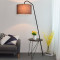 个性茶几落地灯置物架简约现代北欧风客厅卧室沙床头立式台灯 亚麻色+LED12瓦