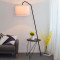 个性茶几落地灯置物架简约现代北欧风客厅卧室沙床头立式台灯 白底黄花+LED12瓦