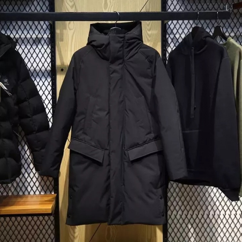 现代男孩（XIANDAINANHAI）2018新款韩版长袖大衣男士鸭绒休闲羽绒服中长款保 2XL 黑色