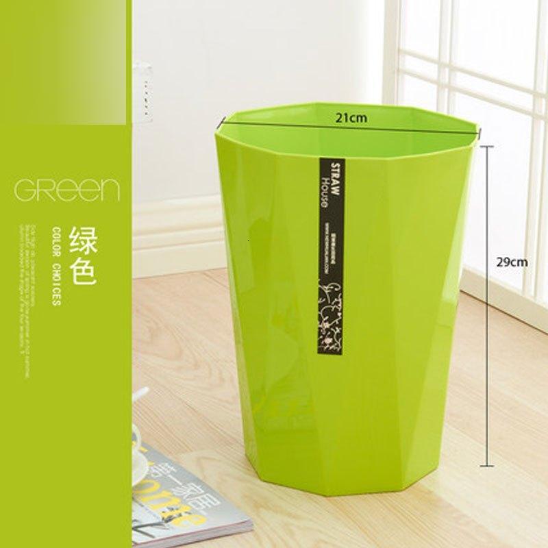 PP塑料八边形垃圾桶无盖收纳桶加厚家用厨房卫生间塑料垃圾桶多功能时尚创意生活日用清洁用品_8_2 绿色