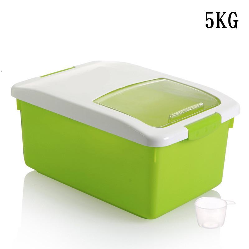 防虫加厚带盖20斤5kg/10kg米桶塑料储米箱米缸面粉桶生活日用家庭清洁收纳整理用品储物_11 5公斤装绿色