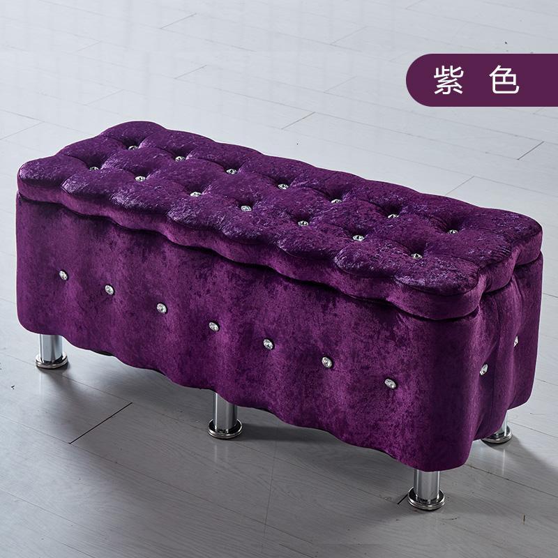 欧式沙凳试鞋凳布艺实木储藏凳服装店可储物换鞋凳长方形收纳凳_13_8 紫色