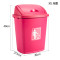 垃圾桶大号塑料材质方形底部加高加厚摇盖设计厨房家用垃圾桶_2_7 30L带带玫红色