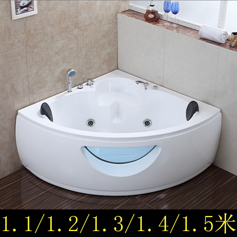 扇形浴缸恒温家用双人亚克力欧式情趣三角形冲浪按摩情侣酒店 空缸 ≈1.5M