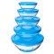 圆形玻璃冰箱保鲜碗带盖大小号收纳便携家用透明微波炉食品保鲜盒通用简约保鲜碗家用_1_1 B款五件套碗蓝色
