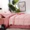 北欧简约格子条纹四件套1.8/2.0m纯色被套床单学生宿舍床上三件套_4_9 1.2m（4英尺）床 玫红色草莓仙子-图片色