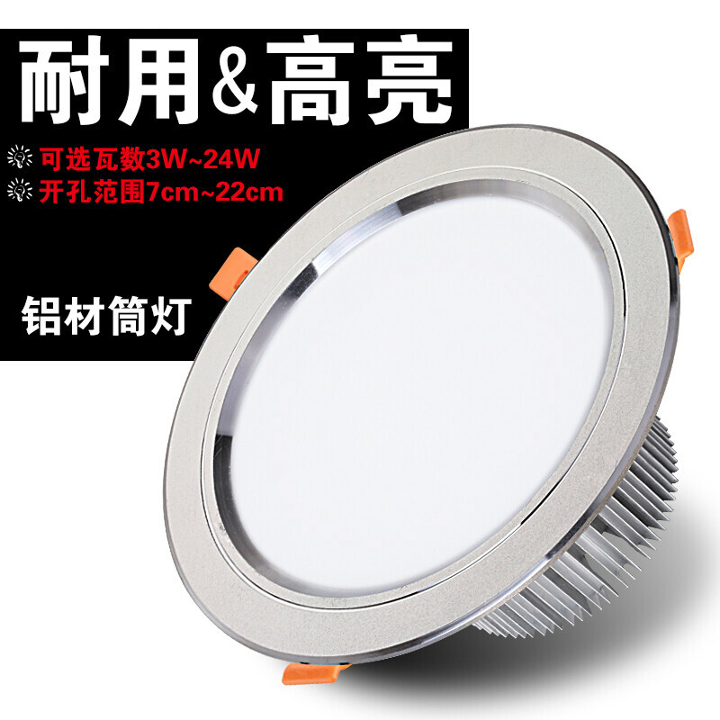 筒灯led4寸12w嵌入式8寸18瓦天花灯5寸桶灯16开孔20cm15公分洞灯 5寸12W正白光