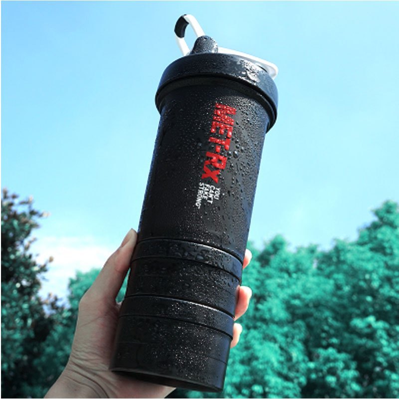 健身运动水杯蛋白粉摇杯塑料杯水壶带刻度搅拌便携大容量杯多色多款生活日用家庭清洁生活日用家居_21_0 MET炫黑款/三层