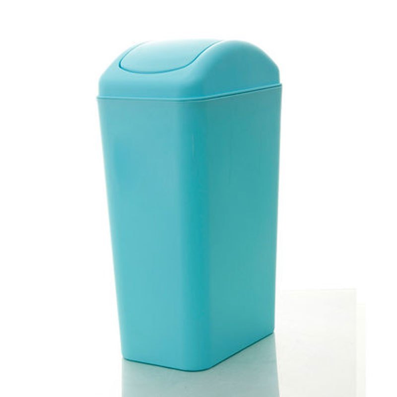 大容量加厚大号摇盖垃圾桶时尚家用厨房客厅卧室带盖塑料垃圾筒多功能时尚创意生活日用清洁用品_10 天蓝色
