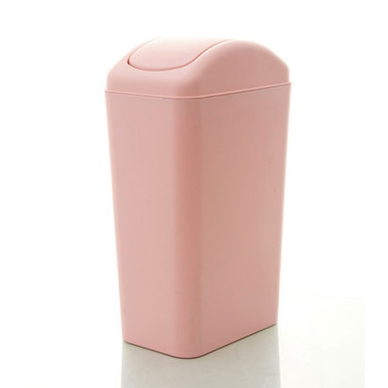 大容量加厚大号摇盖垃圾桶时尚家用厨房客厅卧室带盖塑料垃圾筒多功能时尚创意生活日用清洁用品_10 粉红色