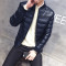 卡郎琪 2018新款冬季立领保暖棉袄外套 男士棉服韩版短款男装pu皮棉衣冬装帅气衣服QCCA321-666 M 酒红色