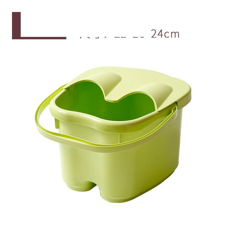 加高加厚足浴桶带盖按摩泡脚桶足浴盆塑料洗脚桶洗脚盆家用高深桶 低款草绿色