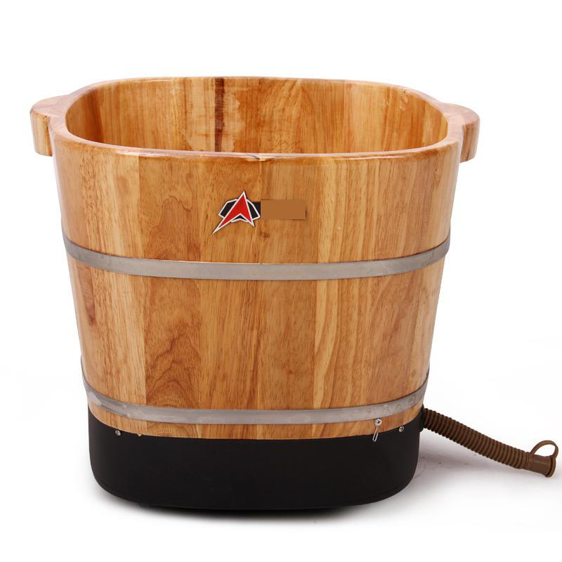 加热泡脚木桶足浴桶足浴盆洗脚盆加热按摩恒温 100%天然纯实木方桶