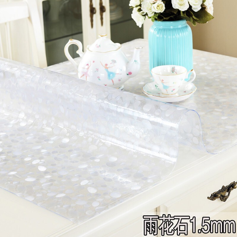 软玻璃PVC透明胶垫桌布防水防烫防油免洗餐桌垫水晶板塑料茶几垫_6 80*80cm 雨花石1.5