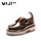 WIJI新款时尚潮流休闲鞋个性纯色超纤亮片高端气息气质低帮女鞋女 金色 39