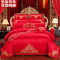 婚庆四件套大红全棉龙凤刺绣被套纯棉新结婚房六八十件套床上用品_10 1.5m(5英尺)床 传奇