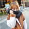 伊则新款韩版冬季情侣款男女通用马海毛保暖围巾加长加厚户外防风围脖女 黑色
