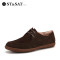 星期六(ST&SAT)男鞋牛皮革交叉系带圆头平底休闲皮鞋SS61125566 深咖啡色 39码