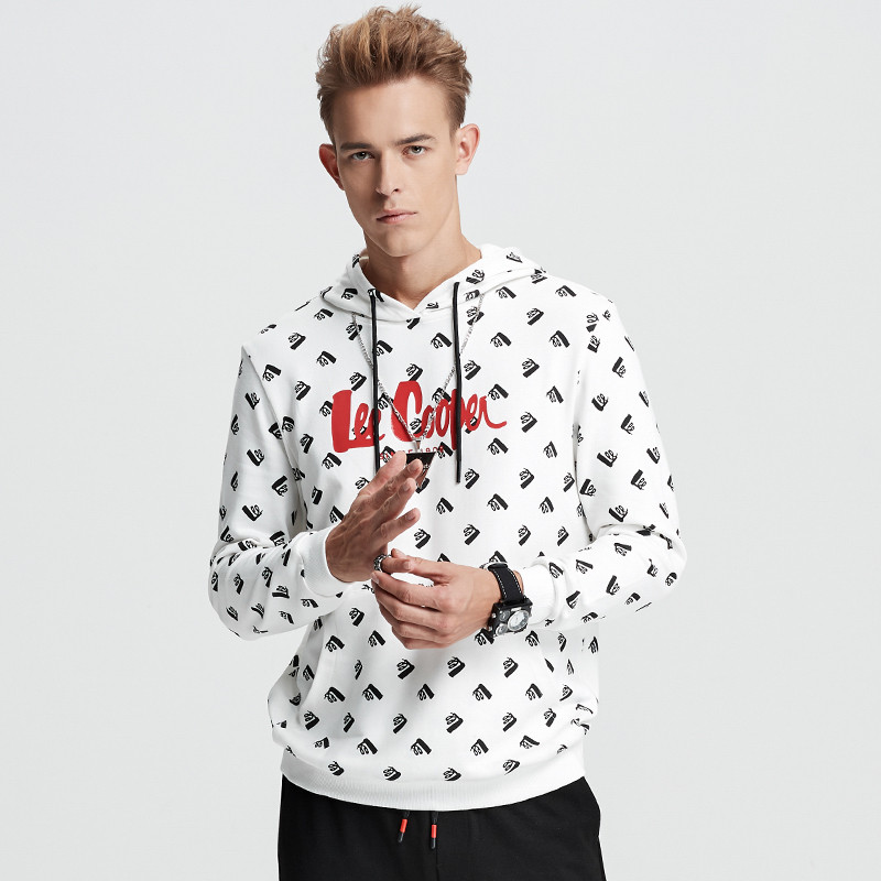 LeeCooper2018秋冬新款男装休闲宽松连帽卫衣外套 XXXL 白色