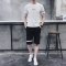 男士运动套装夏季跑步健身运动衣服装宽松休闲短袖T恤短裤两件套_3 M 928白色