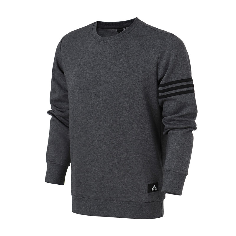 adidas男服卫衣新款圆领套头休闲运动服DY5767 DY5765灰色 S