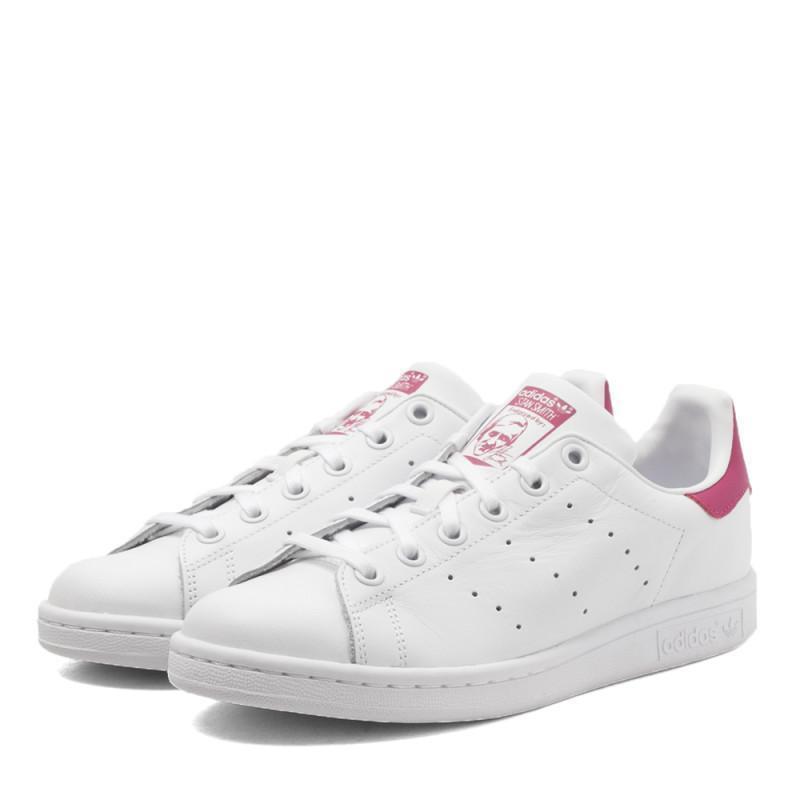 adidas阿迪三叶2018新款专柜同款女大童STANSMITH休闲鞋B32703 亮白/亮白/荧光玫红 6码