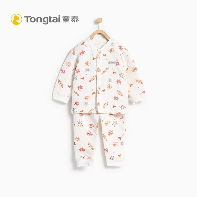 童泰秋冬新款婴幼儿内衣套装3-24个月-3岁男女宝宝长袖对开加厚保暖衣服 秋意浓浓 100cm