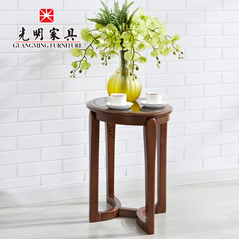 光明家具 现代中式茶几休闲几 全实木进口榆木角几圆几边几858-3211-55 休闲几