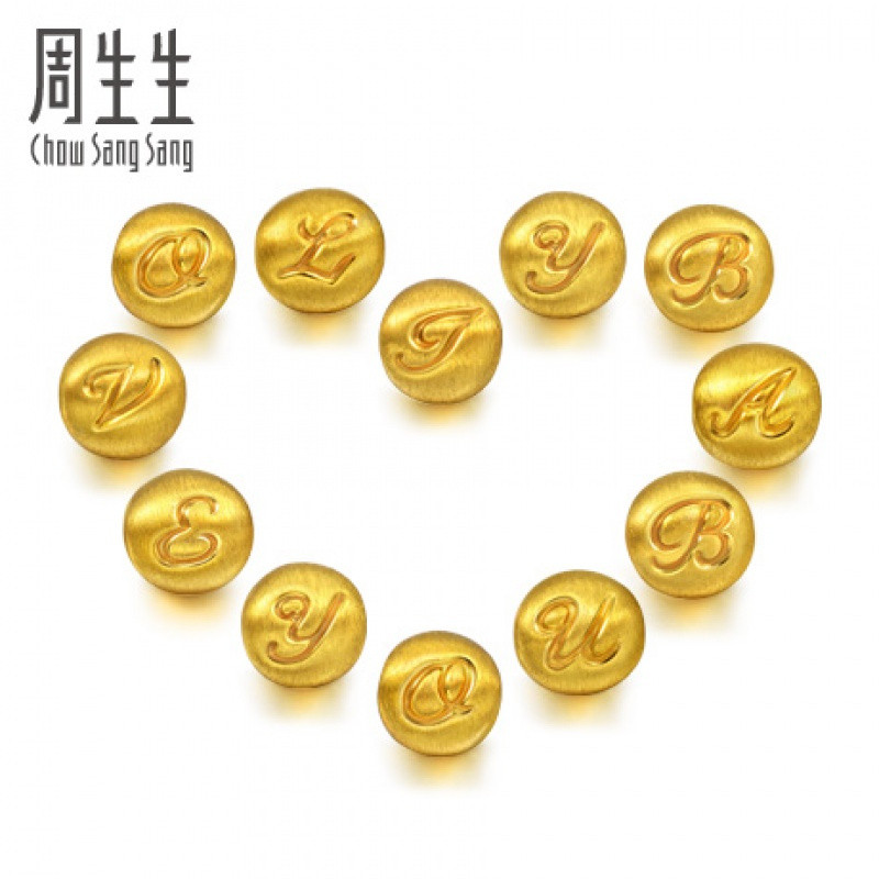 周生生(CHOW SANG SANG)黄金手链charme字母足金串珠定价 字母V
