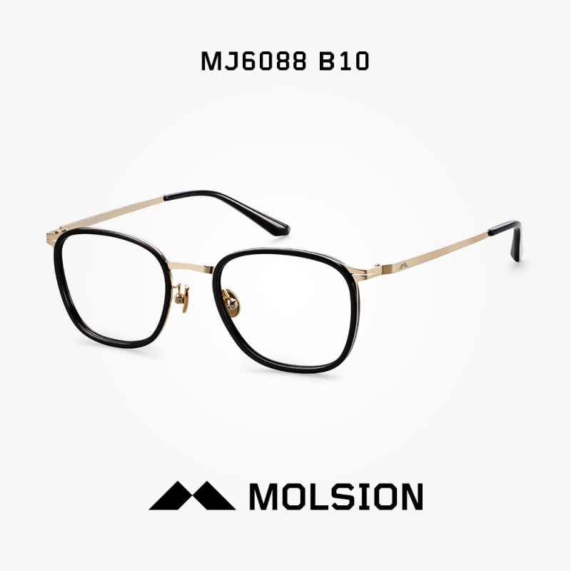 MOLSION陌森2018年新款光学架方框经典全框商务近视眼镜男款MJ6088 镜框：黑色+金色B10