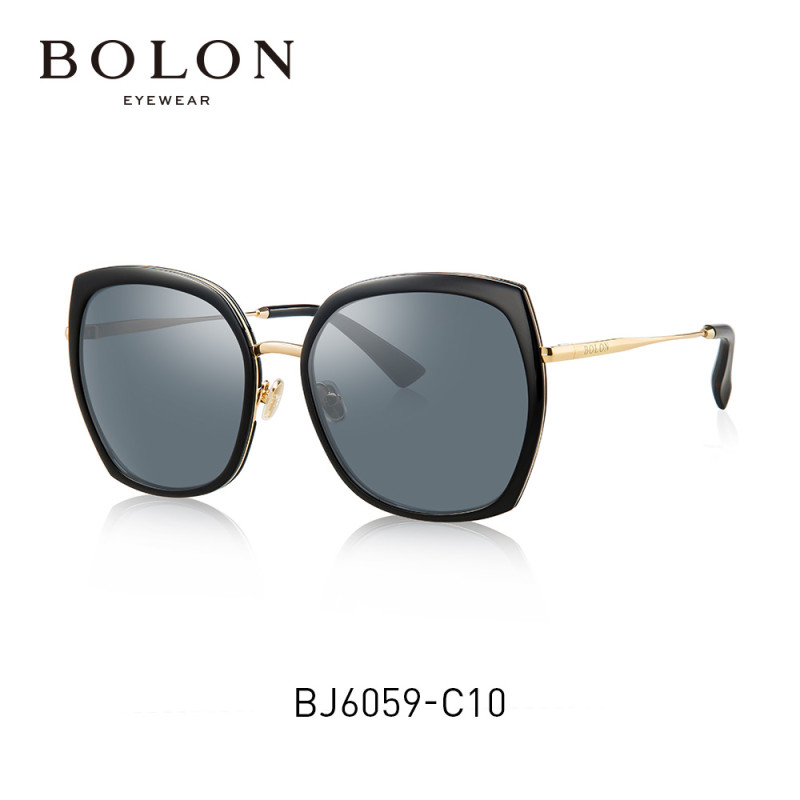 BOLON暴龙2018新款蝶形偏光太阳镜女士个性潮流的墨镜眼镜BL6059 C10黑金色