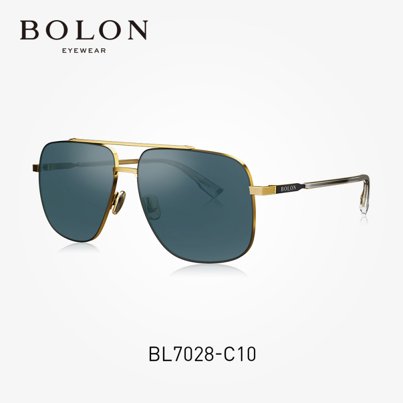 BOLON暴龙2018新款偏光方形太阳镜男士蛤蟆镜开车的墨镜眼镜BL7028 C10金色