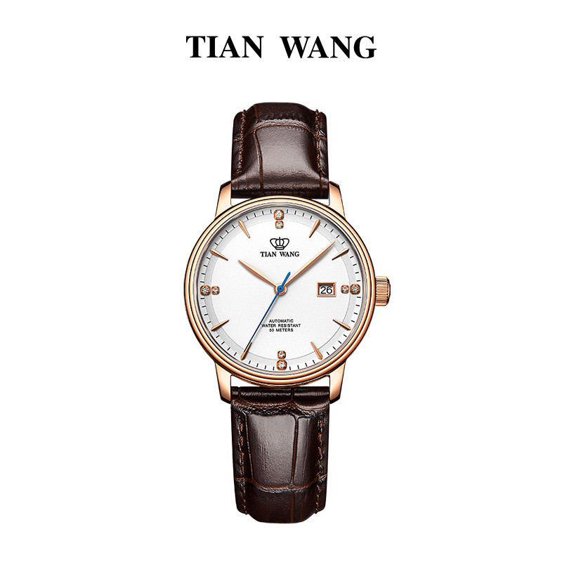 天王表（TIAN WANG）手表 昆仑系列自动机械表正品防水男表休闲时尚女士手表情侣手表51001 白色女表