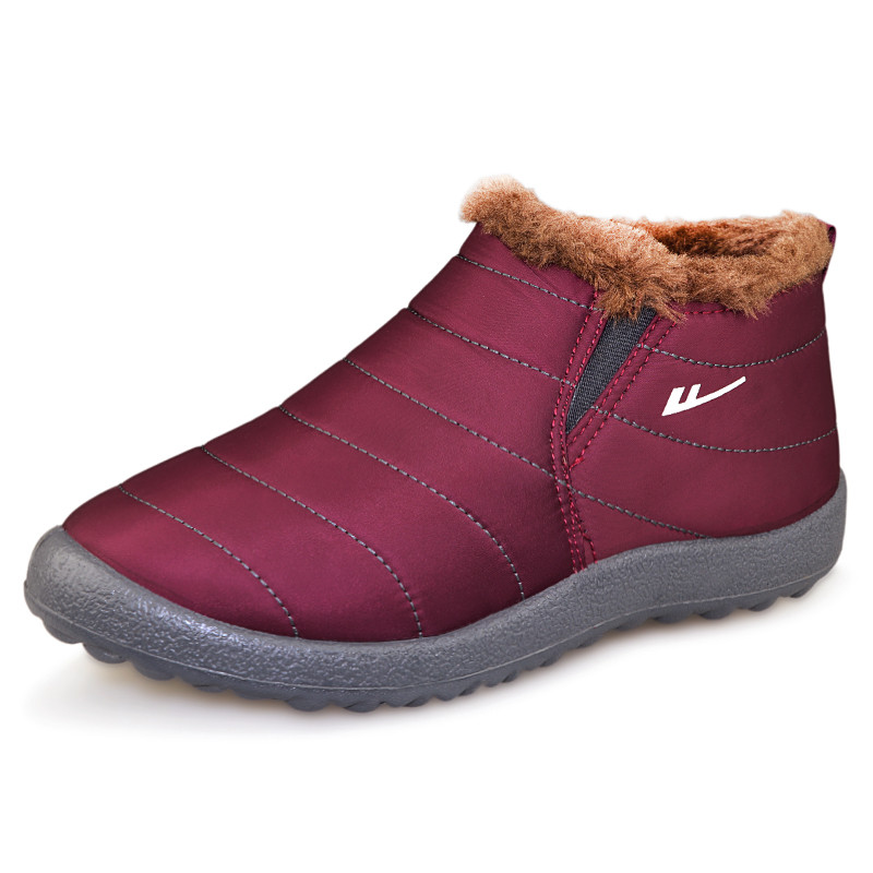 回力(Warrior)冬季新款中老年人保暖鞋雪地棉靴短靴高帮加绒靴子棉鞋休闲鞋WBN-3031 紫红色 36码偏小一码