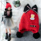 女童冬季毛线帽子韩版女宝宝保暖护耳加绒儿童可爱1-8岁通用简约小清新婴童帽子 2-5岁 亮灯蝴蝶结红色