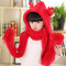 韩版帽子加厚外出双层帽围巾手套一体三件套卡通儿童帽子鹿角亲子帽子婴童配饰帽子 均码（加厚） 成人鹿角-大红色