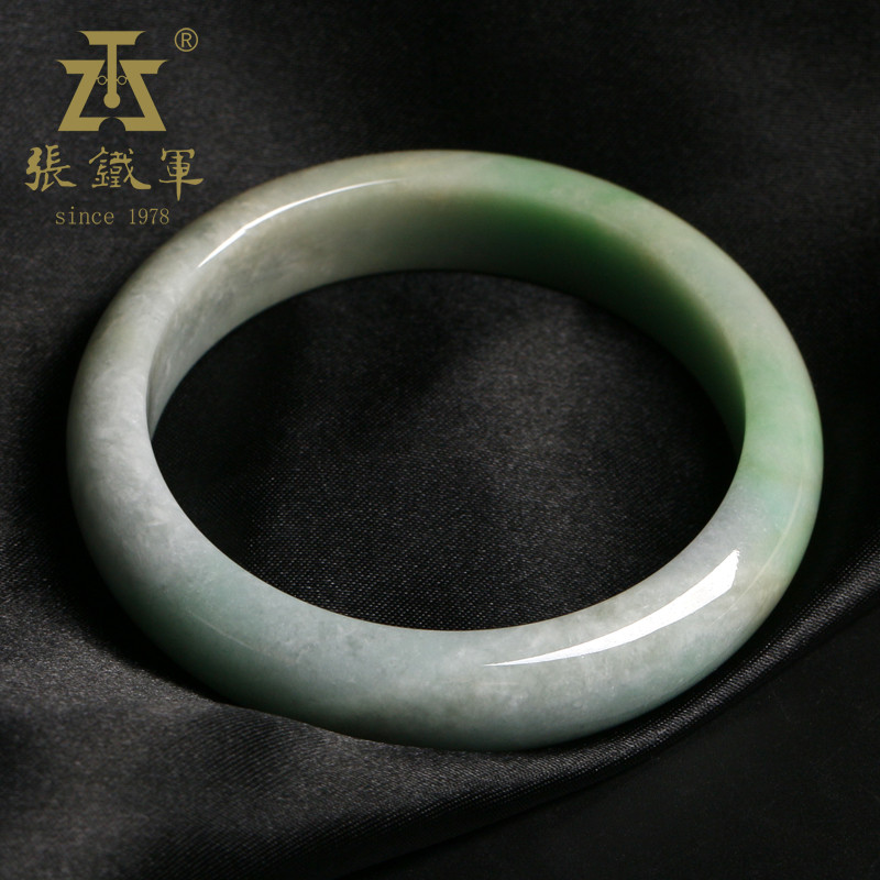 张铁军翡翠手镯玉镯冰糯种飘微绿镯天然a货顺丰包邮55.7mm 55mm 翡翠