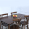 北欧黑胡桃色实木餐桌椅组合 现代简约小户型长方形餐桌一桌六椅 套餐可选椅:牛角椅*2把