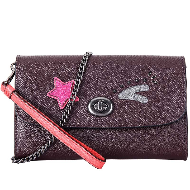 COACH 蔻驰 斜挎包 女包 女士单肩斜挎两用包 奢侈品 酒红色