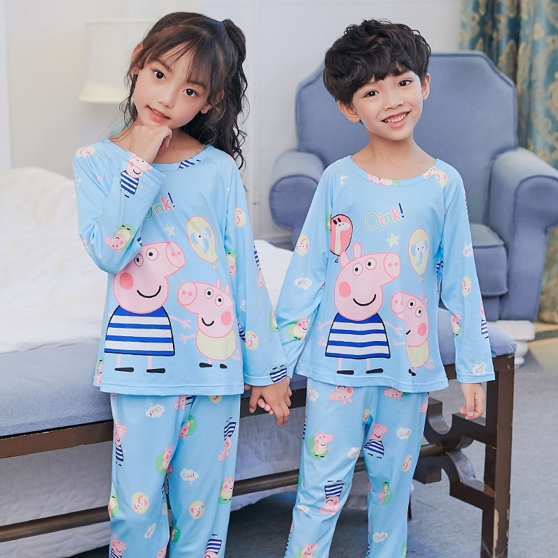 爱心鼠(Aixinshu) 中大儿童睡衣套装春秋季薄款男童女童居家服长袖长裤男孩女孩休闲家居服5637 女童款12码 3号款